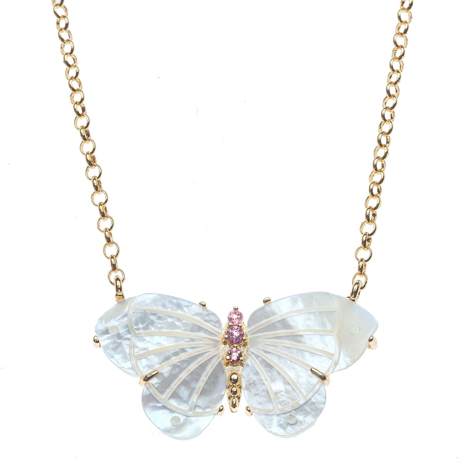 FREEDOM Stone Butterfly Necklace in Mother of Pearl – Jane Win Jewelry