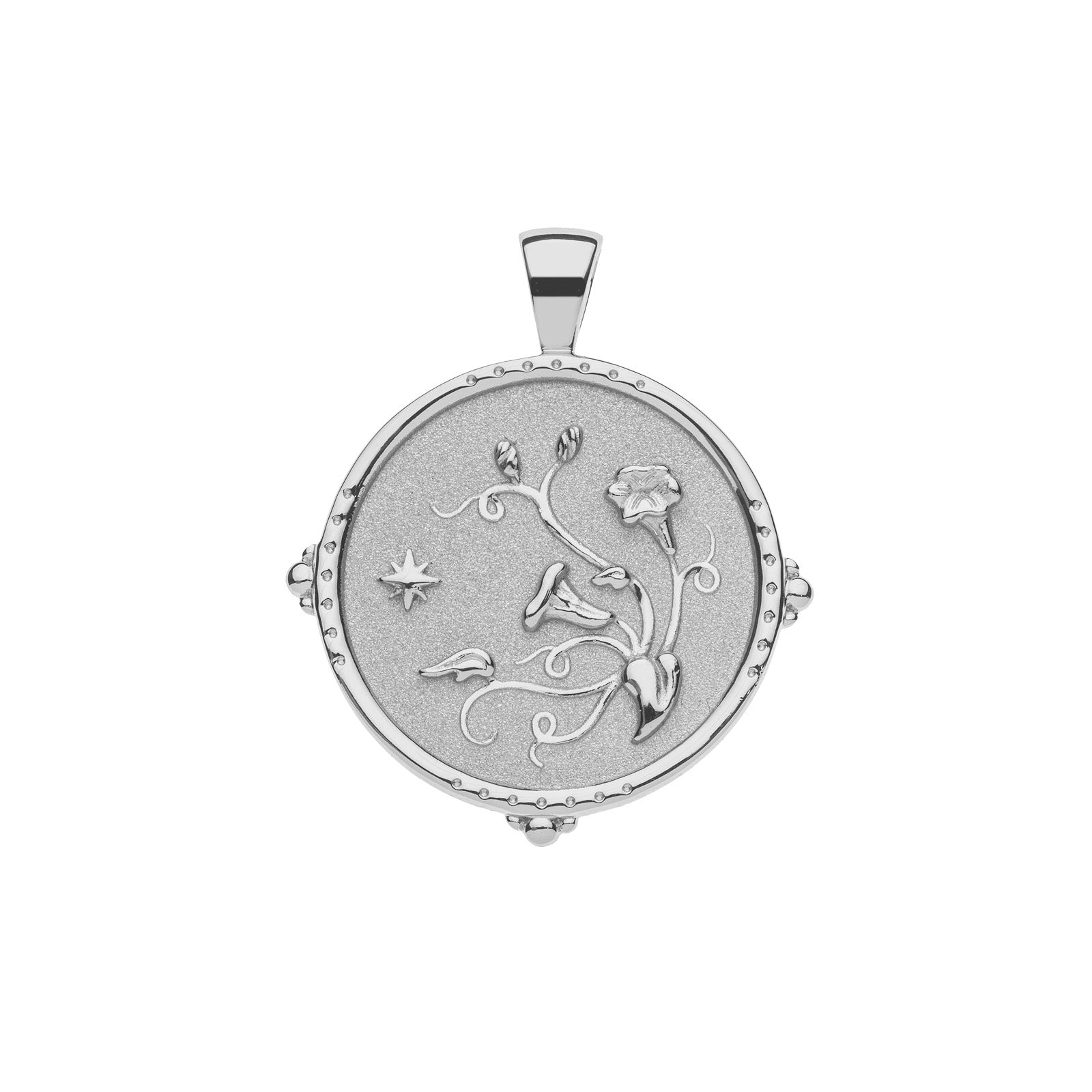 Silver Coin Featuring Morning Glory Flower Design