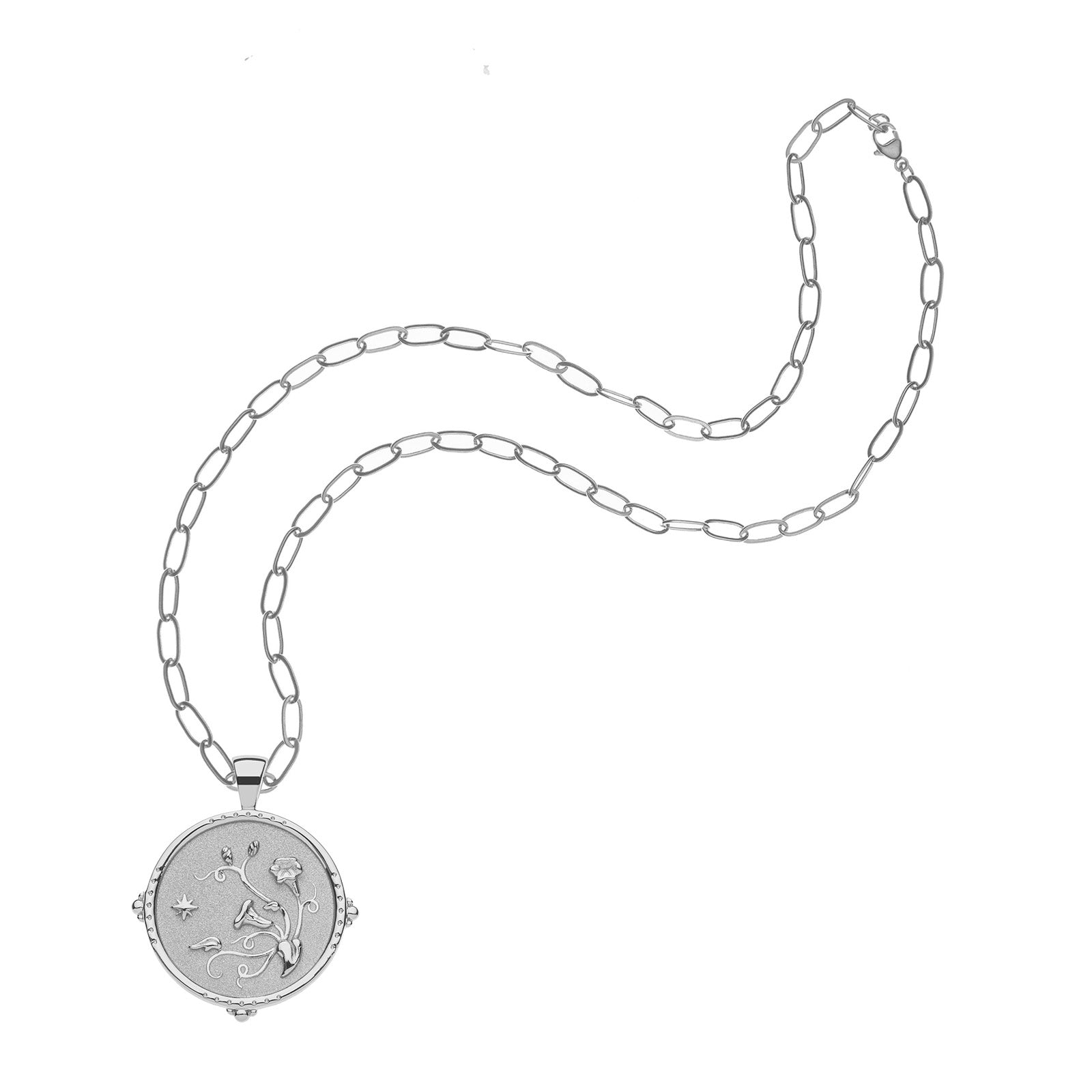 Silver Grace coin on drawn link chain