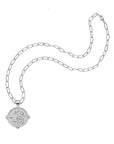 Silver grace coin on drawn link chain