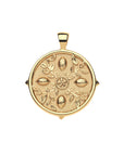 Gold coin pendant featuring 4 lemons with leaves in between