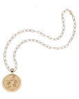 Gratitude coin pendant on the drawn link chain