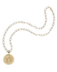 Gratitude small coin on the drawn link chain