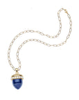 Hope lapis acorn pendant on the drawn link chain