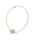 Gold chain bracelet with small coin with Jane Win moon and star logo with the word Hope
