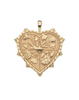 Gold Heart Pendant with floral design in four quadrants