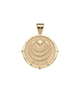 Gold Coin Pendant with moon and star logo and word HOPE underneath (back)