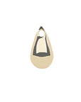 Side view of gold raindrop pendant shows hole to string it on to a chain