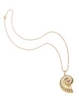 Gold nautilus pendant on the classic rolo chain
