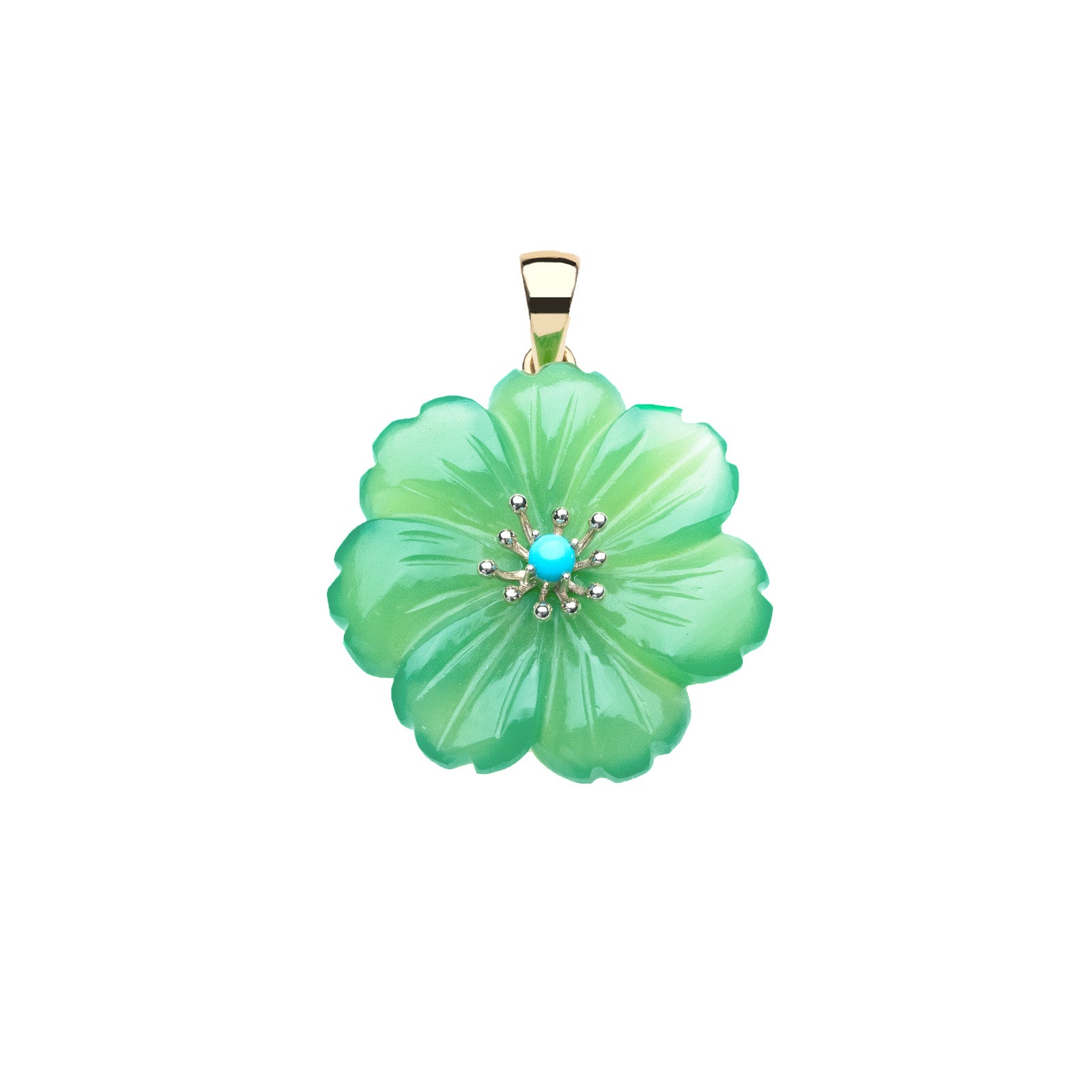 アクセサリー Kisaragi JOY Chrysoprase Carved Camellia Pendant in Solid Gold – Jane Win