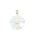 Back of carved daisy shows gold setting
