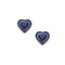 Lapis heart stud earrings with matching blue enamel border