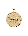Gold original Leo coin pendant featuring a lion with a star above it