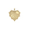 Gold heart pendant with illustration of the rays of the sun, waves, and a heart