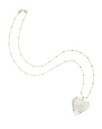 Mother of pearl full heart on 14 karat satellite chain