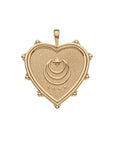 Gold heart pendant back with moon and stars logo with the word LOVE