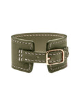 LOVE Leather Cuff in Olive Green