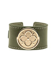 LOVE Leather Cuff in Olive Green