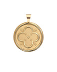 Gold Coin Pendant with Quatrefoil and heart illustration