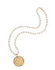 Gold Love Coin on Drawn Link Chain