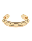 Gold cuff bracelet with hearts