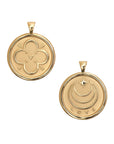 Gold Small LOVE Coin Pendant Shown Front and Back