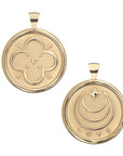 Gold LOVE Coin Pendant Shown Front and Back