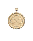 Gold Coin Pendant with Quatrefoil and heart illustration