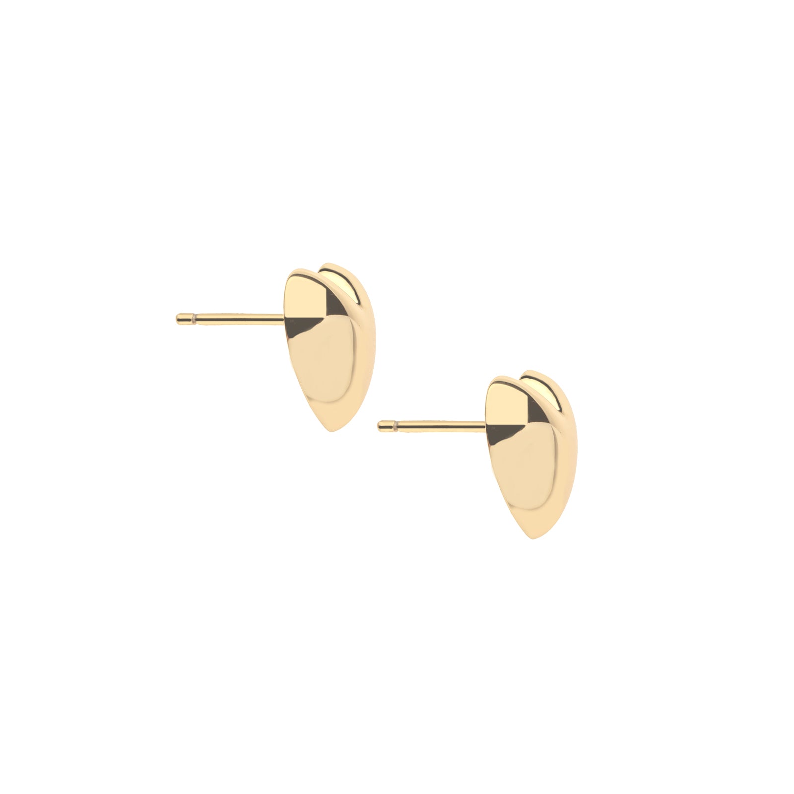 Side view of gold heart studs