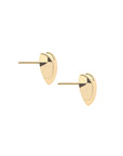 Side view of gold heart studs