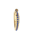 Side view of the love you to the moon and back heart shows the lapis cabochons along the edge
