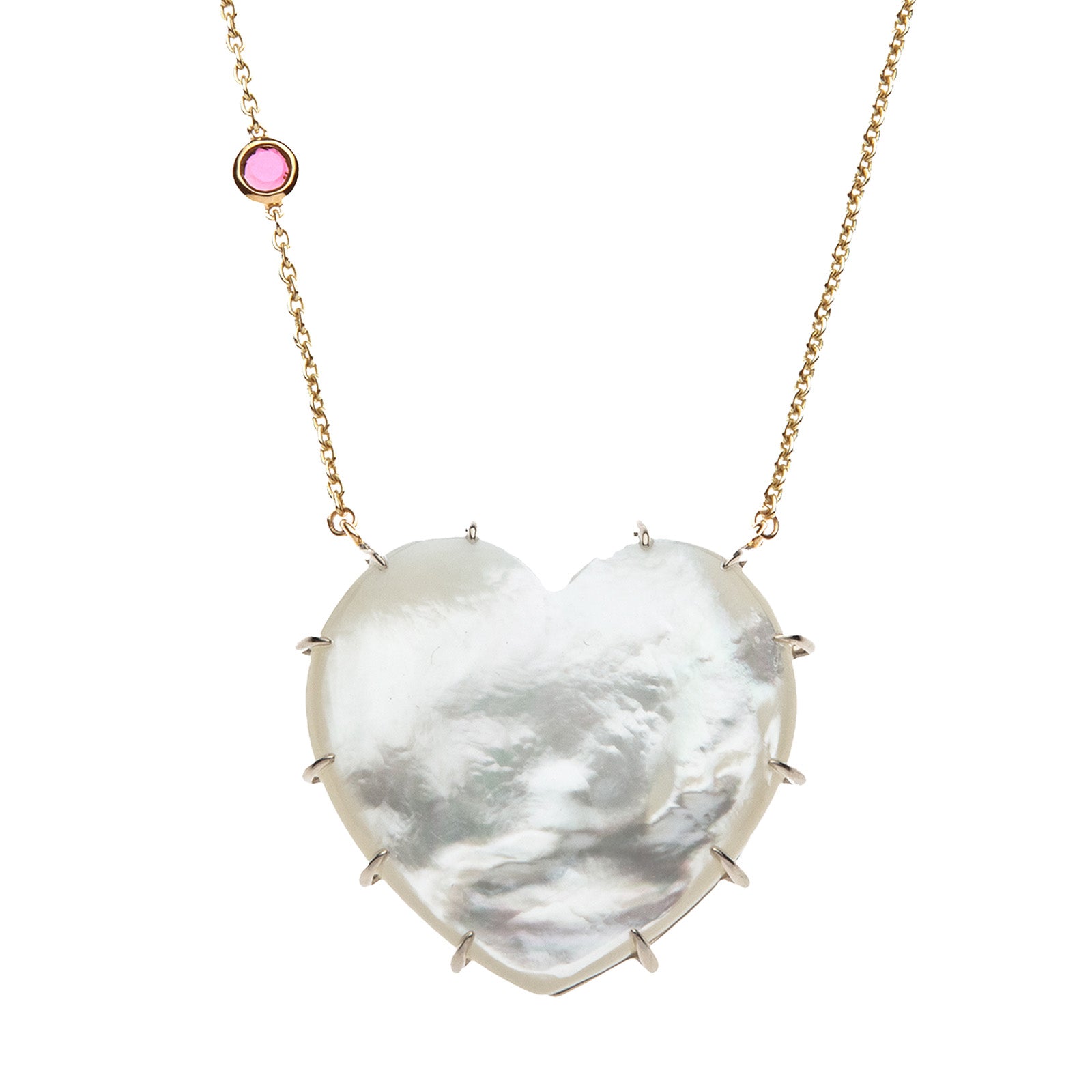 LOVE Spotlight Mother of Pearl Carved Heart Necklace with