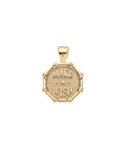 Back of gold birthstone pendant features the words "make a wish"