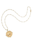Gold Lucky Bonne Chance Coin on Satellite Beaded Chain