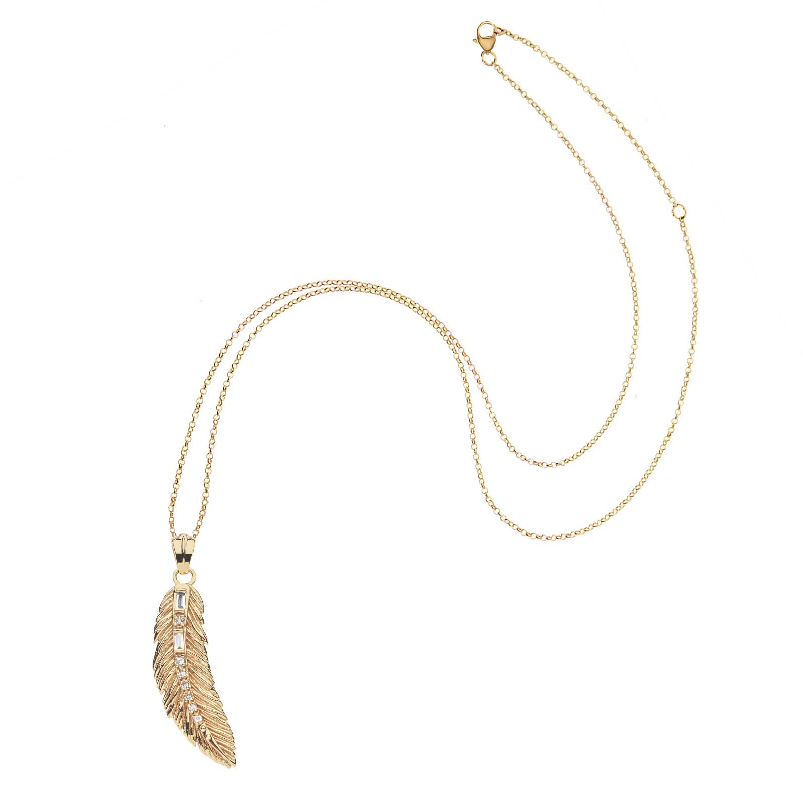 Lucky feather pendant on adjustable delicate chain