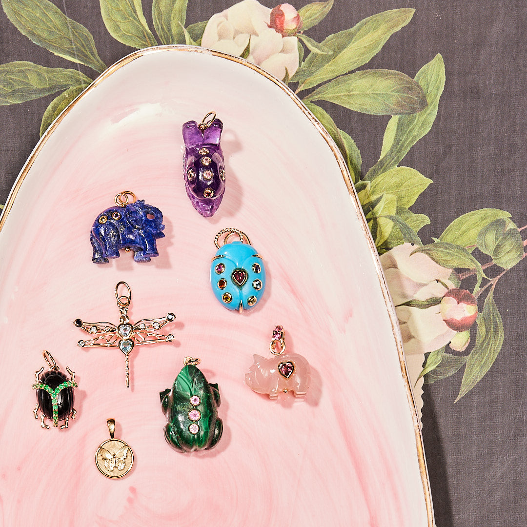 Stylized shot of various animal pendants