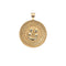 Gold Coin Pendant with Four leaf clover and horseshoe illustration
