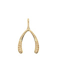 Gold wishbone pendant with pave set white topaz stones