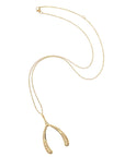 Gold pave wishbone on adjustable delicate chain