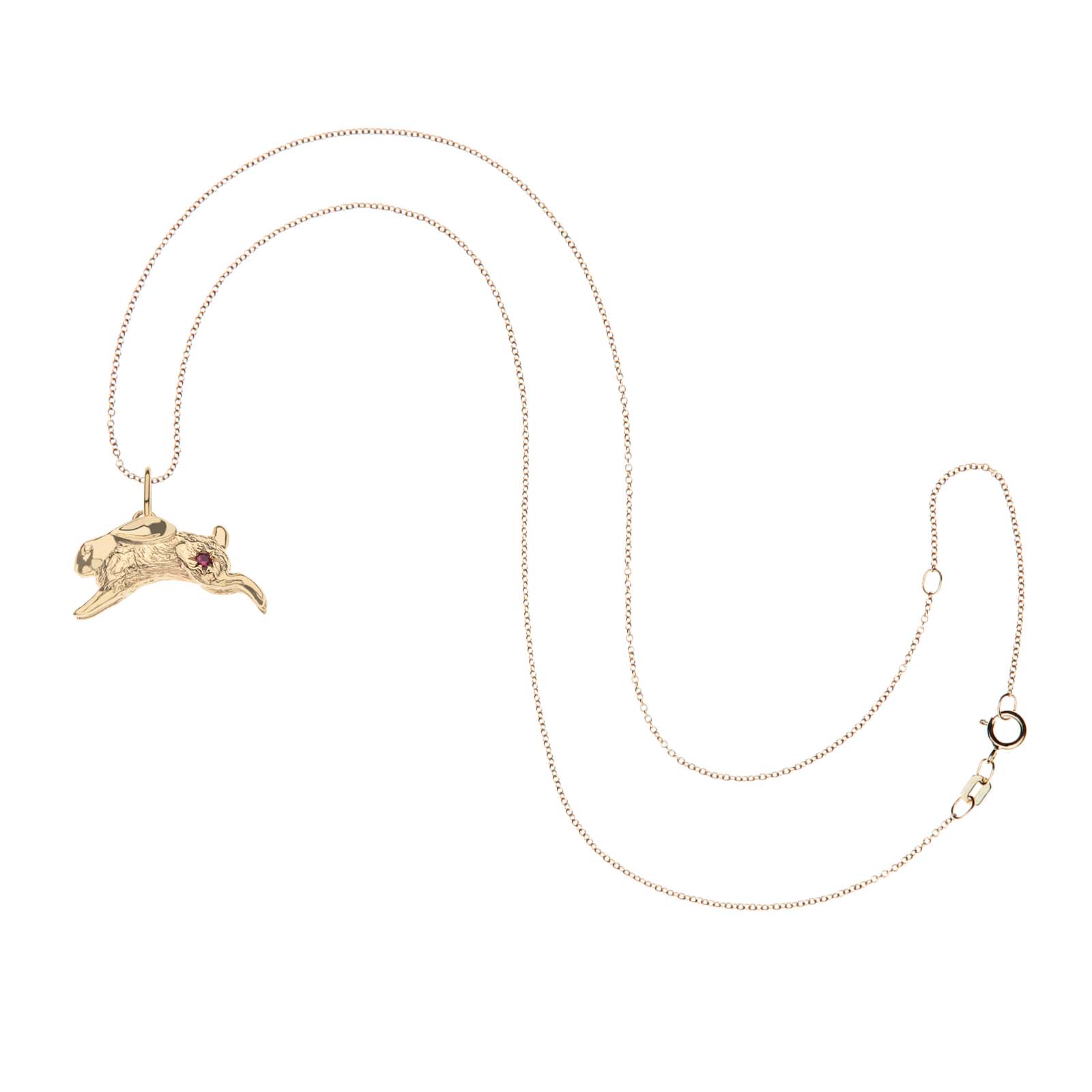 Gold rabbit pendant on 10 karat adjustable chain
