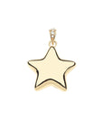 Gold puffy star pendant with rainbow moonstone accents on the bail