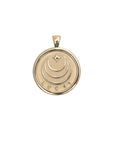 Gold Coin Pendant with Jane Win moon and star logo and word LUCKY underneath