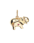 Gold elephant pendant accented with a rainbow of natural stones