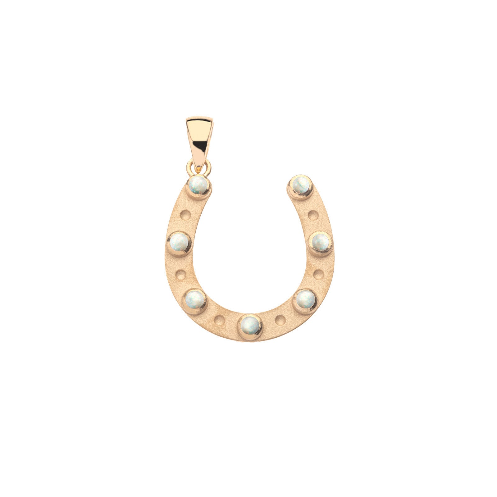 Gold horseshoe pendant with 7 Australian opal stones
