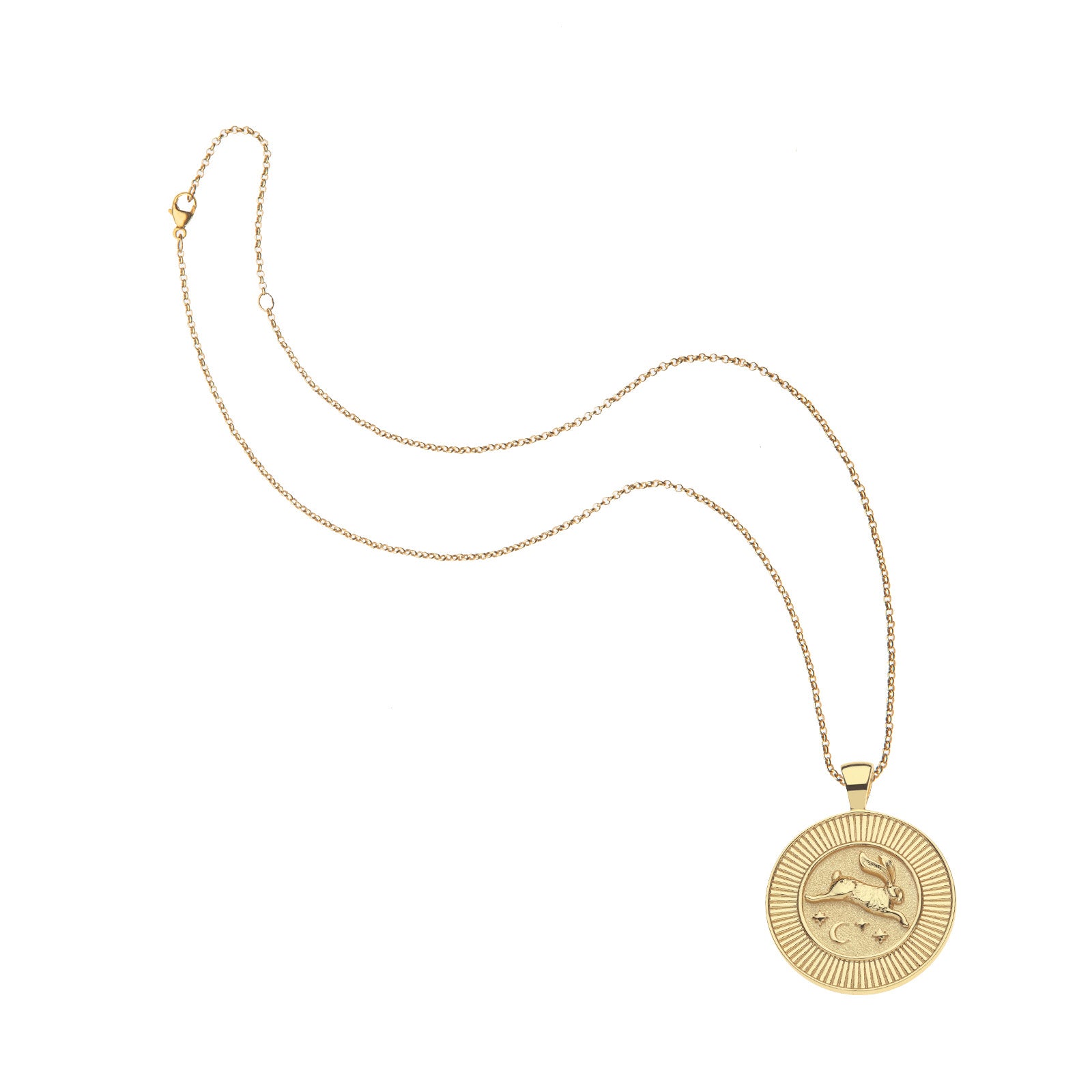 Lucky rabbit coin on the classic rolo chain