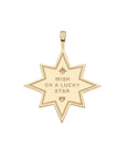 Gold 8 point star pendant with "Wish on a lucky star" on the back