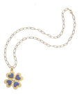 4 leaf clover pendant on drawn link chain