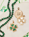 Four leaf clover pendants with gold original lucky coin