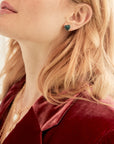 Model wearing petite enchanted heart studs