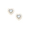 Mother of pearl heart stud earrings with white enamel and gold border